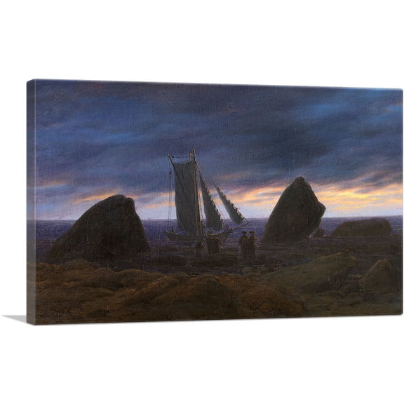 ARTCANVAS Fishing Boat by the Baltic Sea 1835 Canvas Art Print by Caspar David Friedrich - Size: 18" x 12" (0.75" Deep)