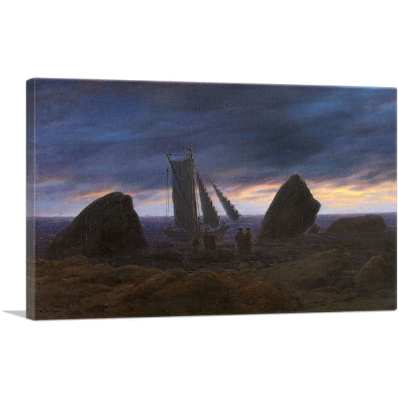 ARTCANVAS Fishing Boat by the Baltic Sea 1835 Canvas Art Print by Caspar David Friedrich - Size: 26" x 18" (1.50" Deep)