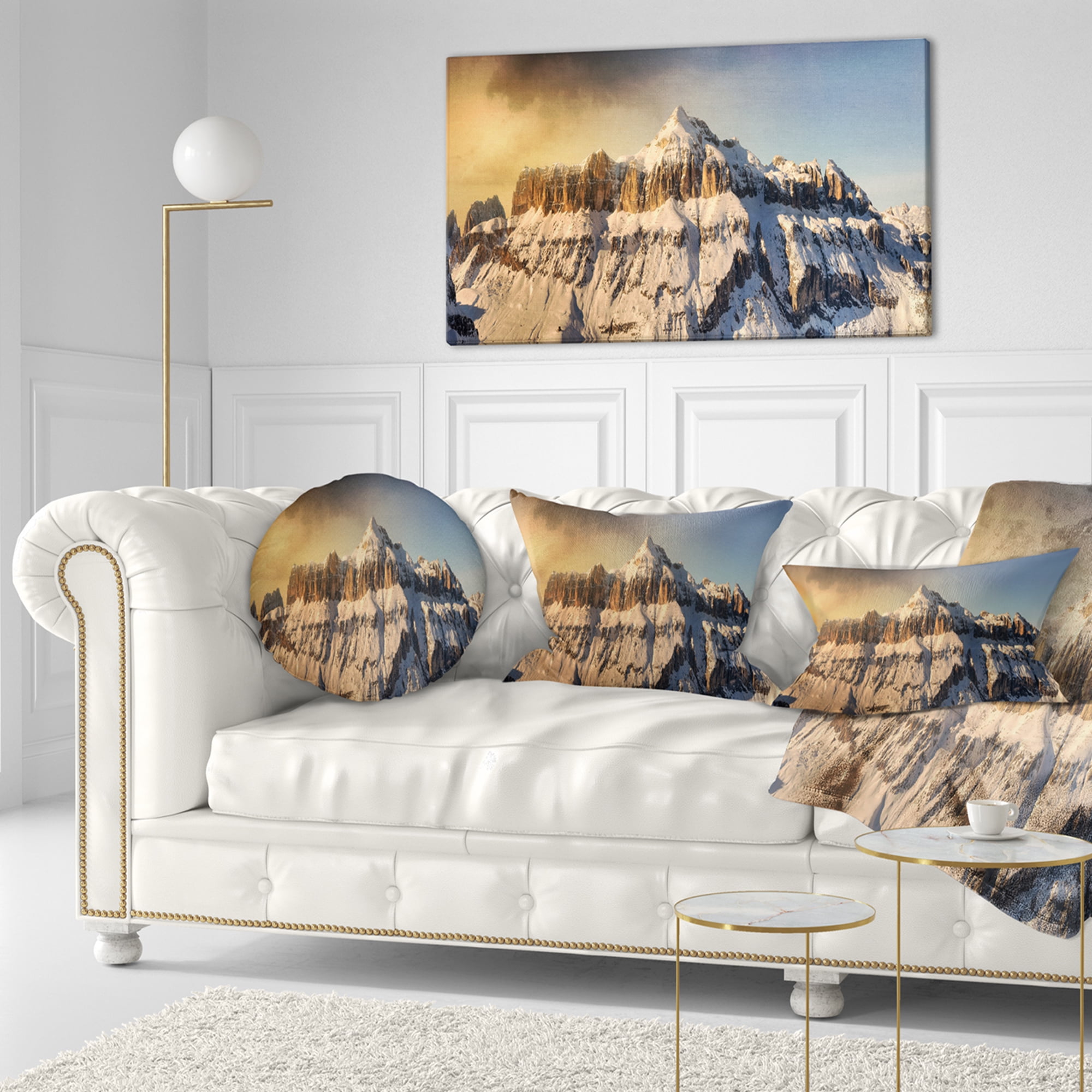 Designart 12" x 20" White Polyester Throw Pillow