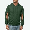 thumbnail image 2 of TSHXS Zip Up Hoodie for Men Long Sleeve Hooded Sweatshirt with Side Zipper Cutout Outerwear, 2 of 9
