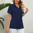 thumbnail image 4 of Yufatyle Blouses for Women Dressy Casual Summer Hot Birthday Gift Short Sleeve Blouses for Women Round Neck T-shirts Loose Comfortable Female Blouses Navy, 4 of 9