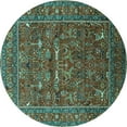 thumbnail image 1 of Ahgly Company Machine Washable Indoor Round Oriental Turquoise Blue Industrial Area Rugs, 8' Round, 1 of 4