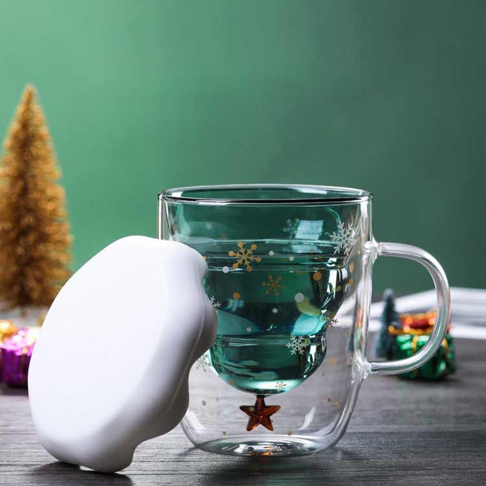 Christmas Mugs, 12 Oz Christmas Glass Coffee Mug Insulated Double Wall  Glass Coffee Mugs, Crystal Clear Glass Coffee Cups Santa Cups Ideal  Christmas Gifts for Women, Men, Kid, Friends, Family 