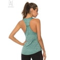 thumbnail image 3 of Gustave Women's Workout Yoga Tank Tops Quick Drying Racerback Tanks Fitness Running Athletic Loose Vest Solid Casual Sleeveless T-Shirts Activewear (Green, XL), 3 of 7