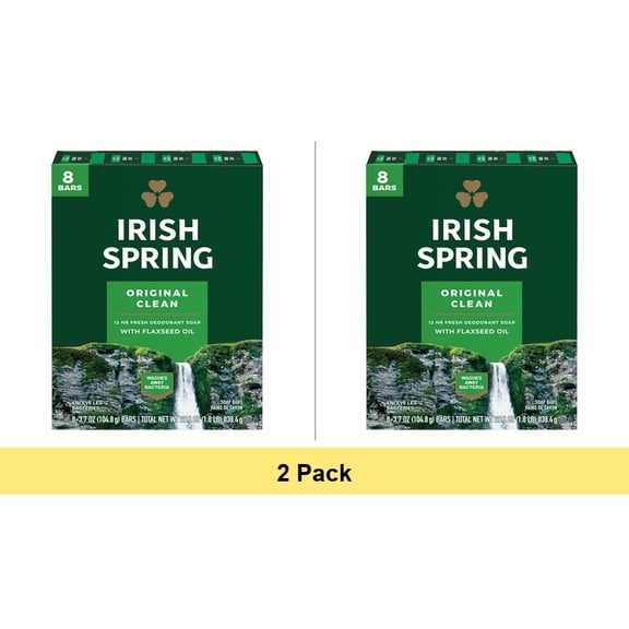 Irish Spring Original Deodorant Soap Clean and Fresh 3.75 Oz - 2 Pack