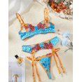 thumbnail image 5 of Silk Blue Lingerie Set Floral Garter, 5 of 5