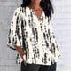 thumbnail image 1 of TaTaai Women's Roll Tab Sleeve Blouse, Printed V Neck Shirt, Linen Look Three Quarter Top for Casual Summer Gift, 1 of 5