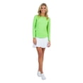 thumbnail image 3 of IBKUL Women's Long Sleeve Crew Neck Top with Mesh, Color: Lime, Size: 2XL, 3 of 3