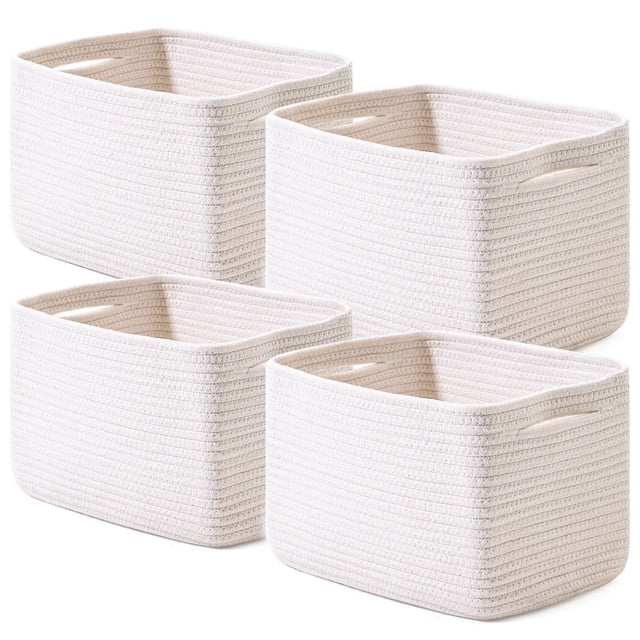 Cuerda de algodón tejida ICERZCZ Storage Baskets, 12,5 de largo x 9,1 de ancho x 7,9 de alto (paquete de 4)