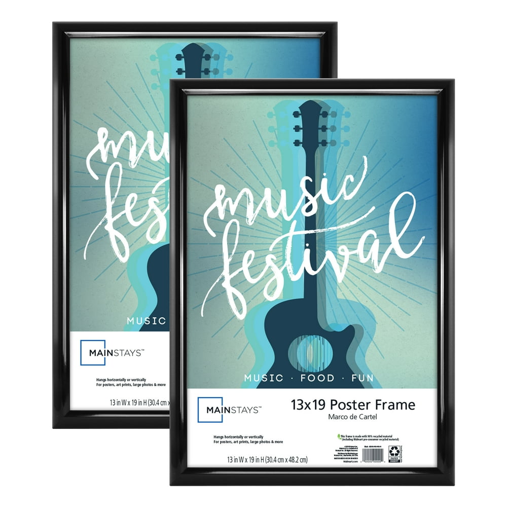 Mainstays 13x19 Trendsetter Poster and Picture Frame, Black, Set of 2