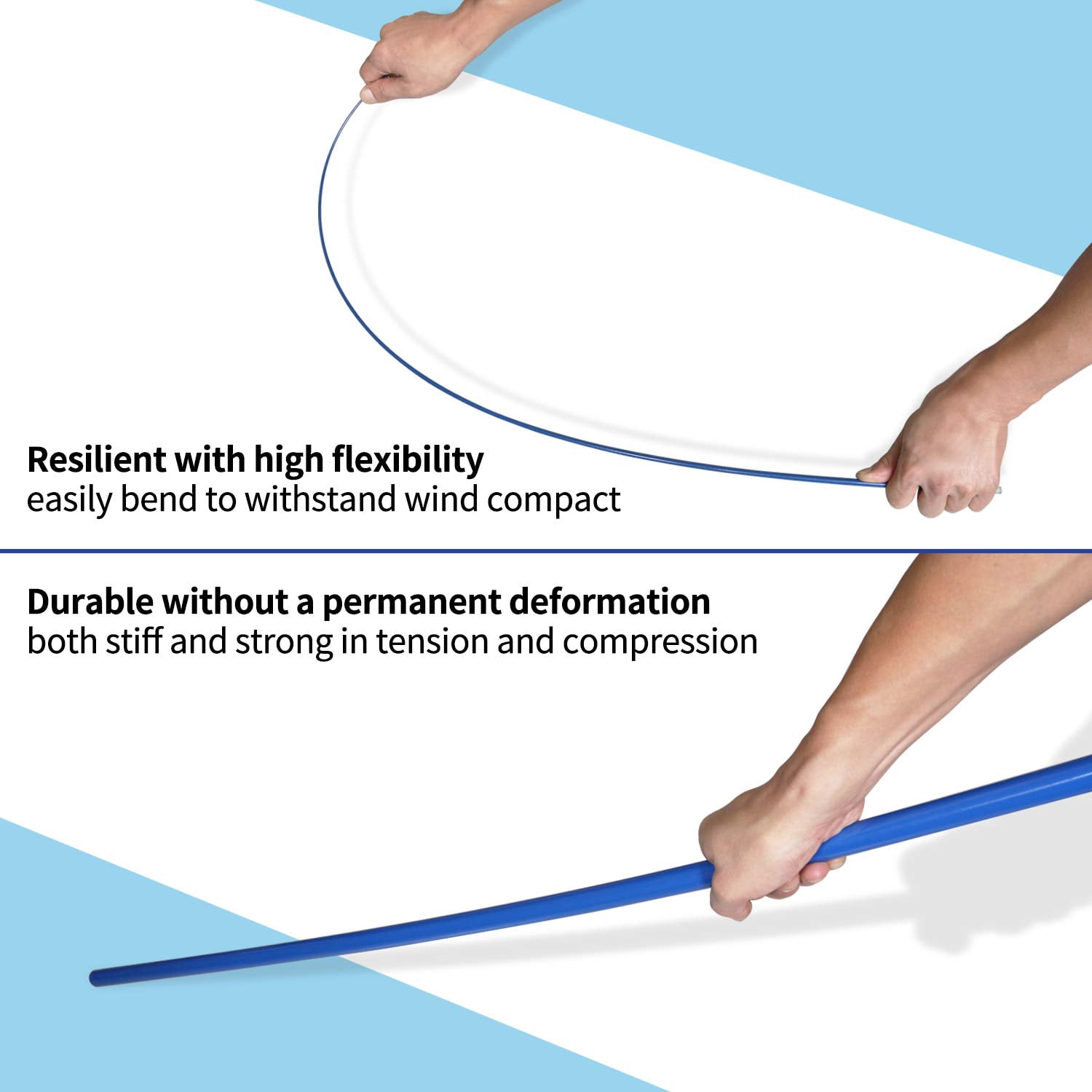 Anley 10Ft Telescopic Flagpole - Fiberglass Outdoor Telescoping Flag Pole (Blue)