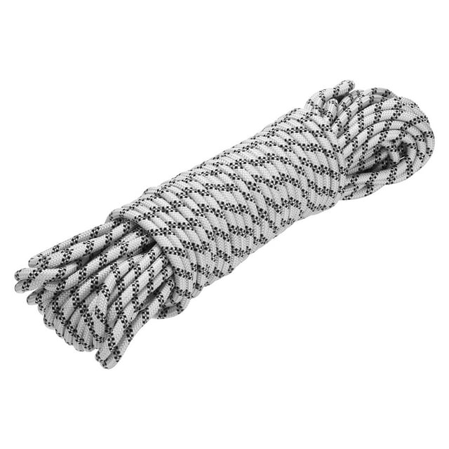 Uxcell 1Pc Polypropylene Rope Diamond Braid Nylon Cord High Strength 3/8" x 98ft White, Black