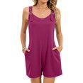 thumbnail image 7 of JFGHDG Jumpsuits For Women Summer Short Overalls Casual Sleeveless Adjustable Loose Women's Rompers with Pockets 2026 Wine L, 7 of 7