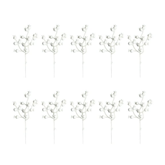 Tmboryuu 10Pcs Artificial Berries Branch Foam Decorative Berries Stems White Berries Plant for New Year Christmas Decoration 2024