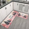 thumbnail image 3 of Christmas Kitchen Rug Set of 2 Non Skid Kitchen Mats for Floor,Merry Christmas Pink Triangle Tree Kitchen Runner for Bathroom,Room Outdoor (47x17+30x17in), 3 of 7