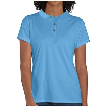KBODIU Womens Tops Sport Cool Dry Moisture-Wicking Performance Golf Polo Shirts Summer Tops for Women Blue L