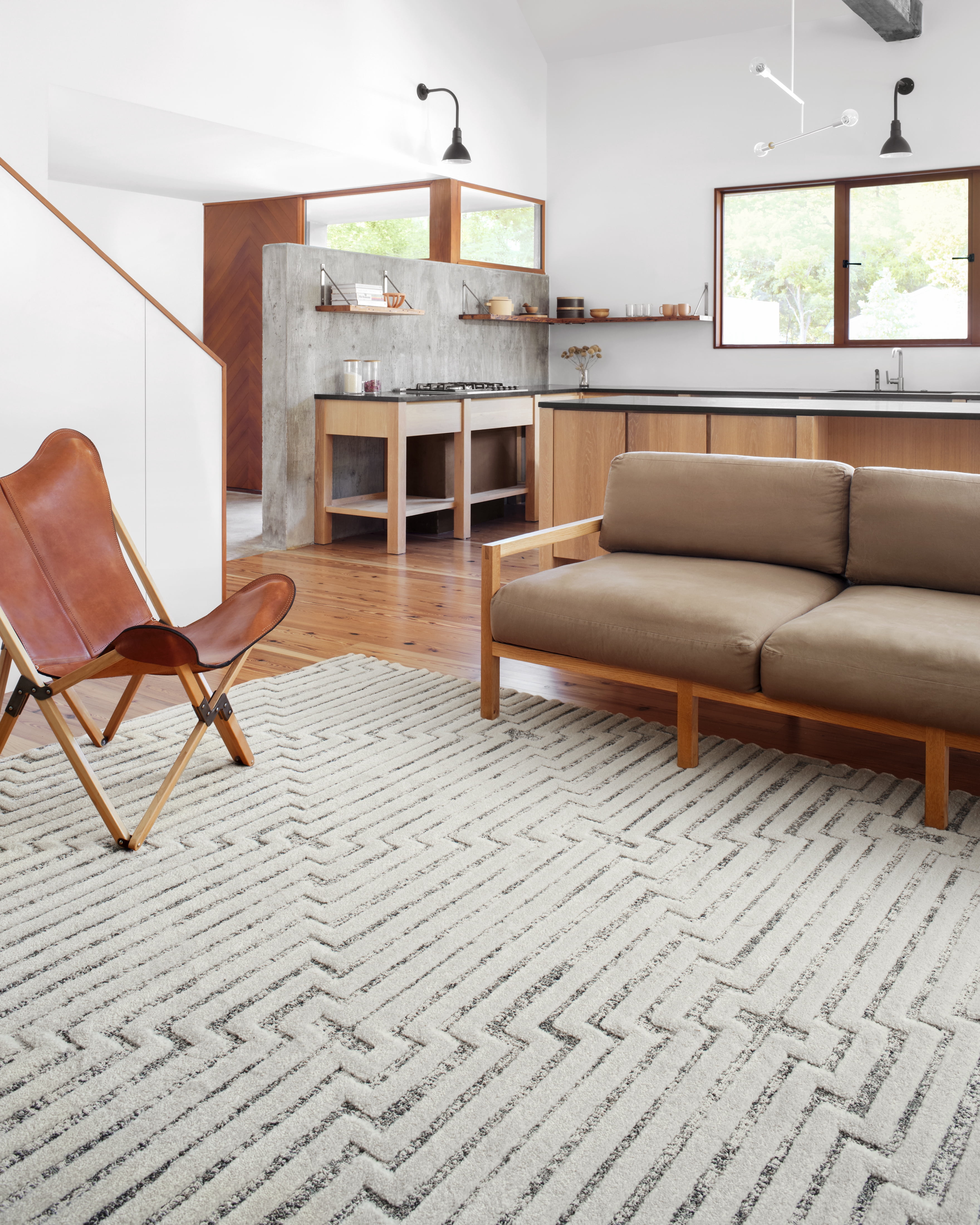 Loloi Rugs HAGEHAG-03WHSC2740 2 ft. 7 in. x 4 ft. Hagen White & Sky Contemporary Power Loomed Rug