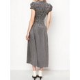 thumbnail image 6 of Black Gingham Shirred A-Line Midi Dress With Puff Short Sleeves Smocked Waist Flowy Ruffle Boho Sundress, 6 of 7
