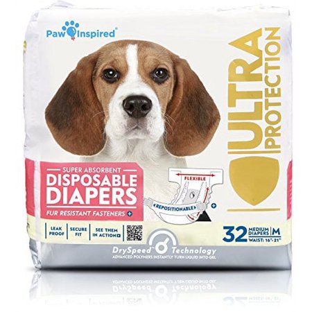 UPC: 0682198732132 | Paw Inspired Disposable Dog Diapers Female| Puppy  Doggie  Cat  Pet Diapers |Diapers for Dogs in Heat Period  Diapers that Stay on  Senior  Excitable Urination  or Incontinence (Medium  32 Count)