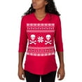 thumbnail image 1 of Skull & Crossbones Chandail de Noël Laid Rouge Maternité T-shirt à Manches 3/4, 1 of 1