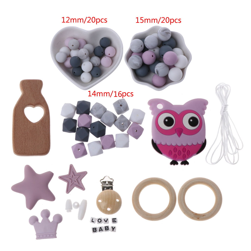 Natural Beech Wooden Teething Loose Beads DIY Baby Chewable Teether Toy Making 