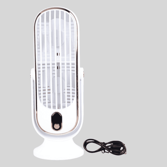 USB Tower Fan 5 Speeds, Portable Desktop Cooling Fan with Brushless Motor for Car Home Office (White)