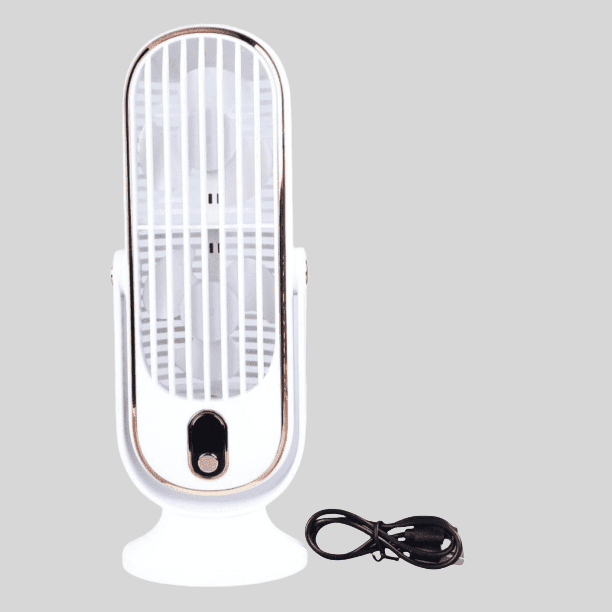USB Tower Fan 5 Speeds, Portable Desktop Cooling Fan with Brushless Motor for Car Home Office (White)