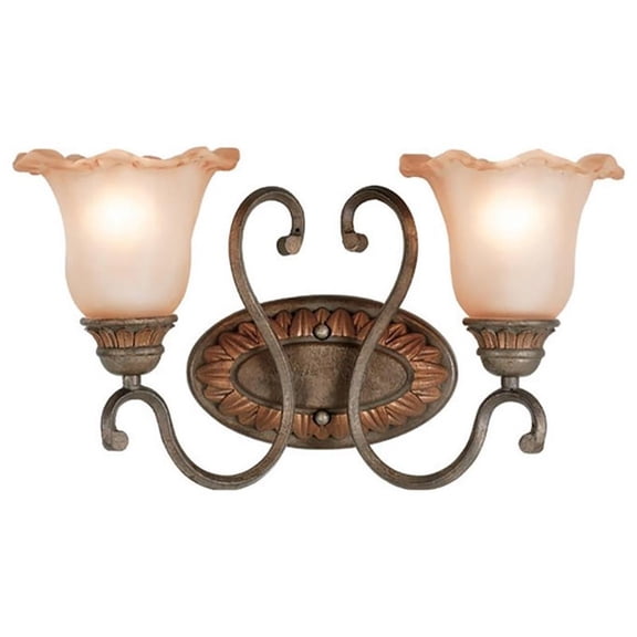 Pemberly Row Modern 2-Light Glass Bathroom Light in Gothic Bronze