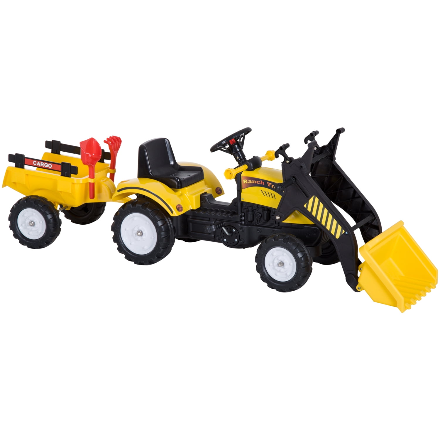 Kids Ride On Excavator Outdoor Bulldozer Digger Scooper Pulling Cart Toys Gift 