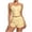 Yellow, variant on Erwazi Women Hollow Out Pajama Sets Spaghetti Strap Ruffle Tank Top Elastic Waist Shorts 2 Piece Loungewear Set