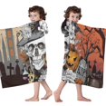 thumbnail image 4 of Spooky Halloween Scene Pattern Hooded Bath Towel，60"x35" for Ages 3 To 12 Kids, Quick Dry Lightweight Soft Microfiber Hood Beach Towel Cover Up for Kids, 4 of 7