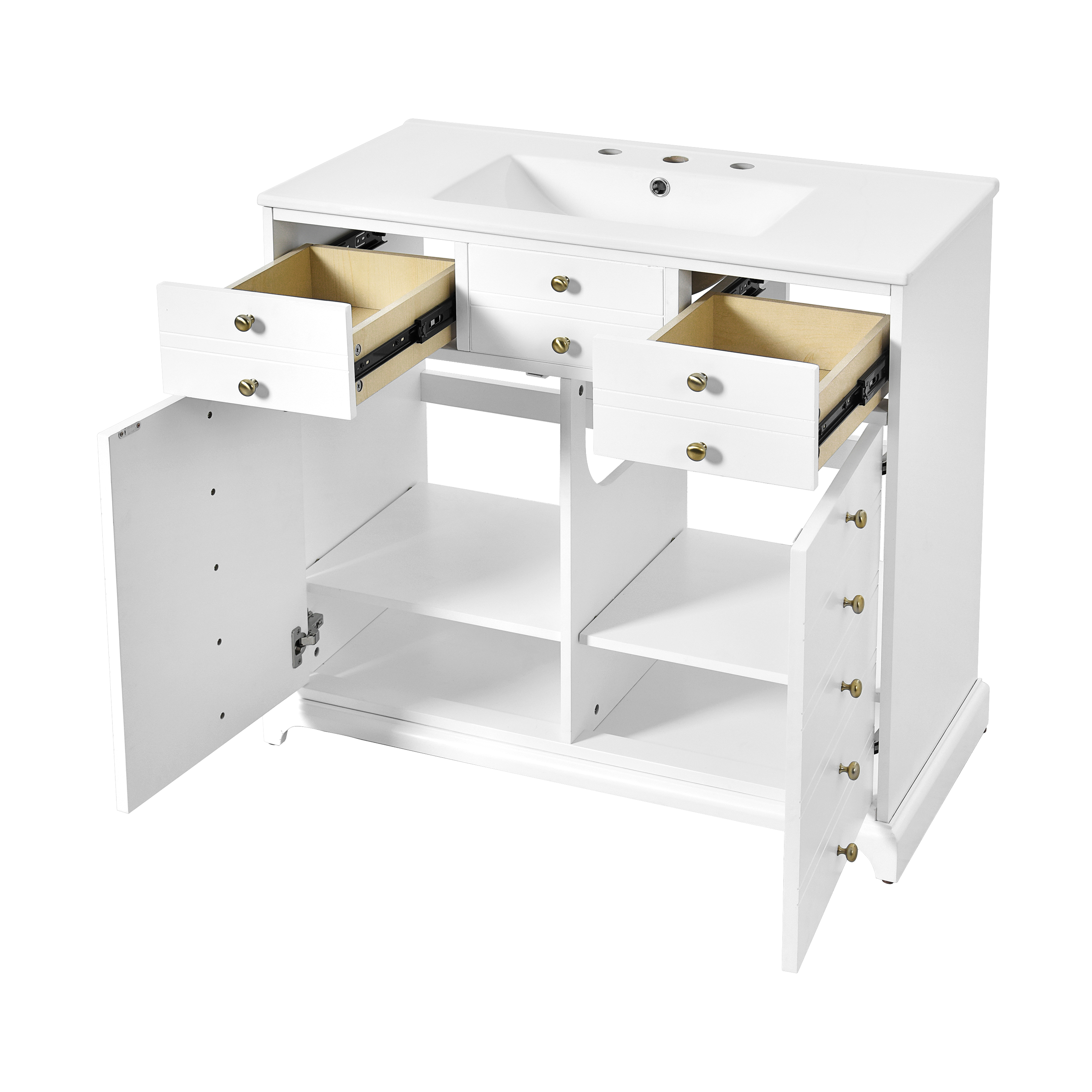 Harper & Bright Designs 36" Bathroom Vanity with Sink, Bathroom Storage Cabinet with Drawers, Single Sink Bathroom Vanity with Soft Closing Doors, White