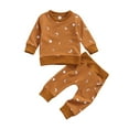 thumbnail image 1 of Kmbangi T-Shirts à Manches Longues à Col Rond pour Enfants avec Imprimé Soleil et Lune + Pantalons avec Poches, 1 of 7