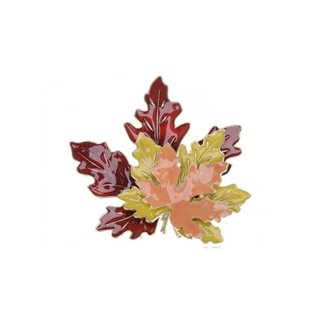 - Golden Tone Metal Red Yellow Orange Enamel Maple Leaf Fashion Pin Brooch