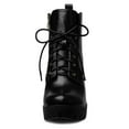 thumbnail image 2 of Unique Bargains Women's Round Toe Block High Heel Lace Up Platform Boots, 2 of 7