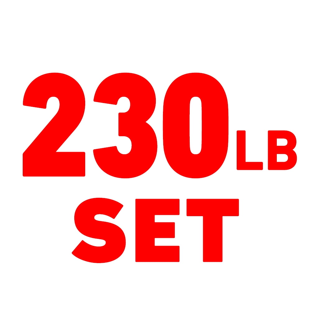 230lbs(45lbs*2+35lbs*2+25lbs*2+10lbs*2)