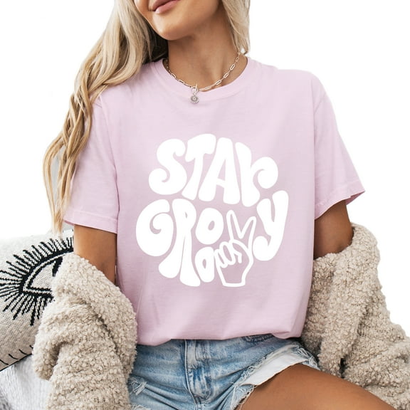 Verita Culture Stay Groovy Summer Graphic Tees For Women’s Short Sleeve T-Shirts