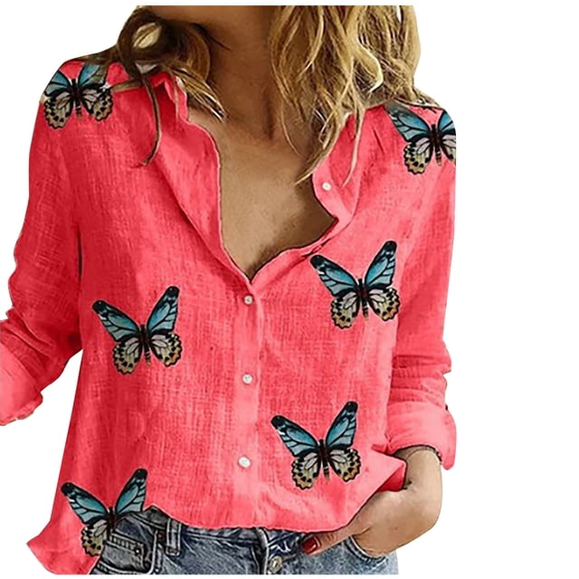 CEHVOM Blouses et Chemises à Manches Longues à Col en V pour Femmes, Mode Décontractée Printemps Été, Imprimé Floral, Liquidation