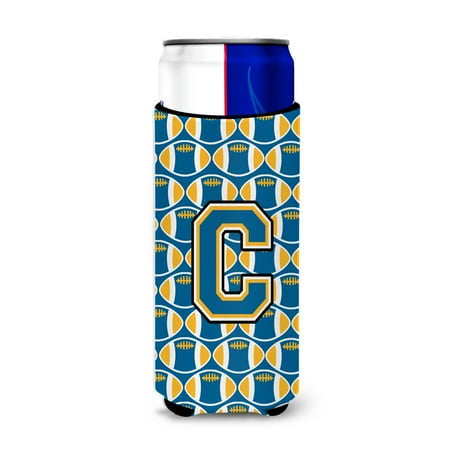 

Carolines Treasures CJ1077-CMUK Letter C Football Blue and Gold Ultra Beverage Insulators for slim cans Slim Can