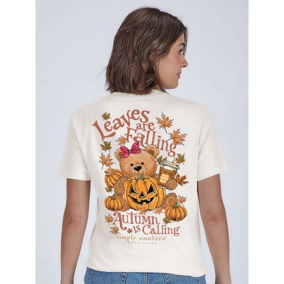 Simply Southern Teddy Leaves Falling Fall T-Shirt