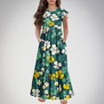 thumbnail image 1 of LOVZFMLL Fashion Summer Short Sleeves Round Neck Solid Color Dress, 1 of 4