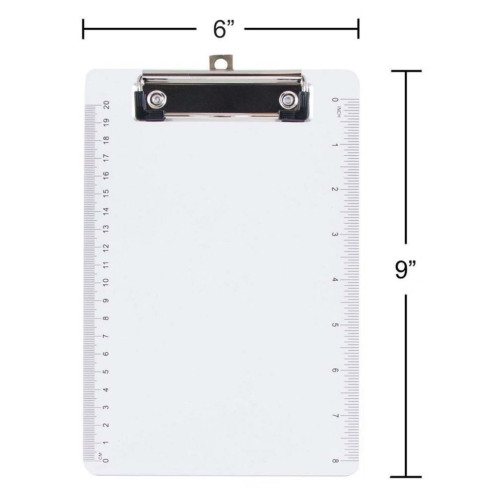 JAM Paper Plastic Clip Boards, Clear Clipboards, 12/Pack, Small, 6 x 9