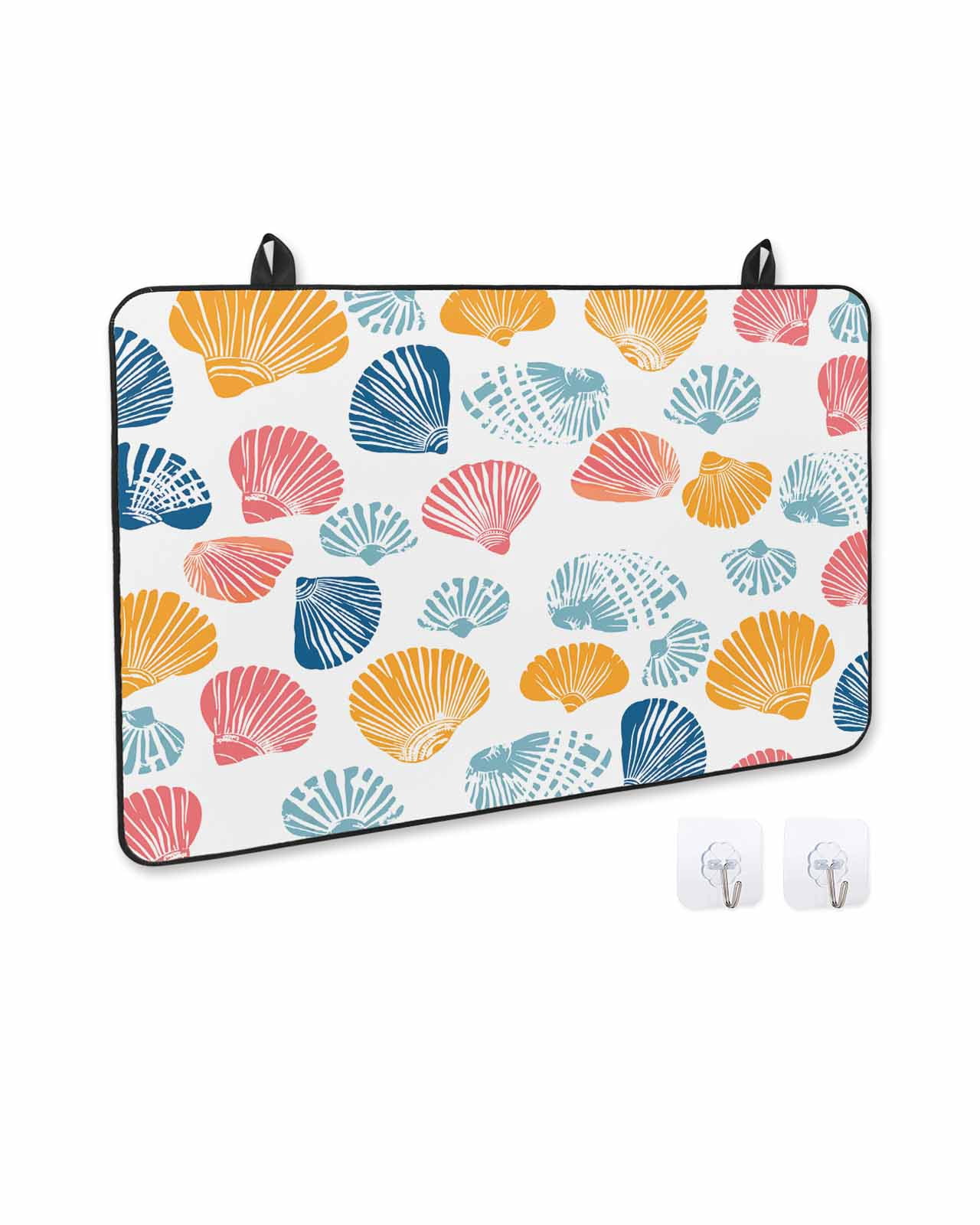 nqOlkjepod Large Induction Cooktop Protector Mat 24"x21", Colorful Shell Stove Top Covers for Electric Stove, Watercolor Summer Beach Coastal Stove Burner Cover Mats, Glass Top Stove Cover