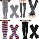 thumbnail image 4 of Conjunto de calcetines largos a rayas para mujer, calentadores de brazos y guantes sin dedos para fiesta de cosplay, 4 of 4