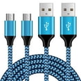 thumbnail image 3 of Micro Usb Cable 6ft 2 Pack,ABCPOW Android Cables Nylon Braided USB Micro Fast Charging Cords,Blue, 3 of 6