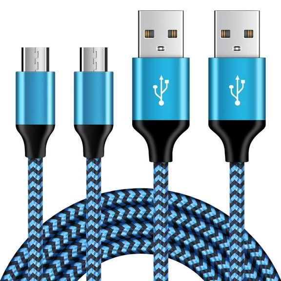 Micro Usb Cable 6ft 2 Pack,AILKIN Android Cable Nylon Braided Micro USB Fast Charging Cables Cords,Blue