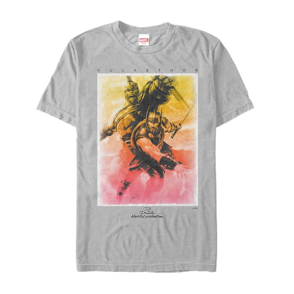 Men's Marvel Thor: Ragnarok Hulk Watercolor Print Graphic Tee Silver 2X Large