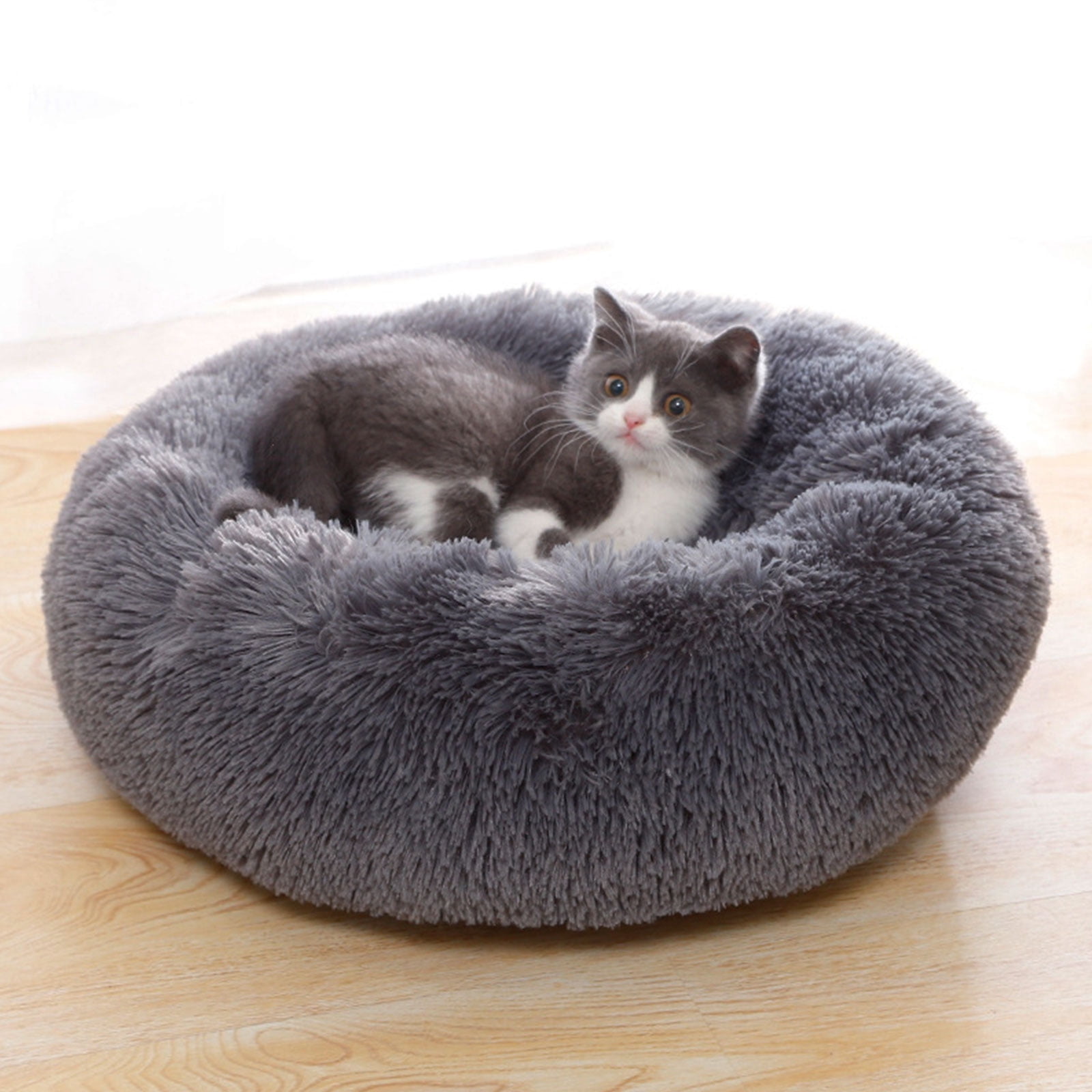 Xinlie Round Plush Pet Bed for Cats Small Dogs ,Fluffy Soft Pet Calming Bed Sleeping Kennel Nest 19.68in