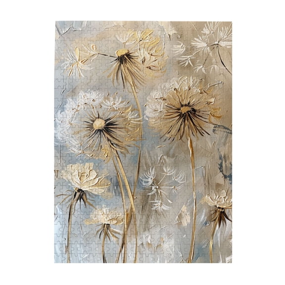 500 PCS Classic Oil Painting Dandelion - 500 Piece Vintage Style Jigsaw Puzzles,Funny Wooden Puzzle,Depicting A Cluster Of Dandelions With A Retro And Beautiful Oil Painting As A Feature