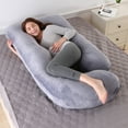 thumbnail image 2 of TOPCHANCES Pregnancy Pillow, J Shaped Full Body Soft Maternity Pillow with Removable Velvet Cover, 27*57inch, Dark Gray, 2 of 13